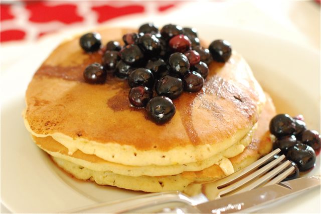 Lemon Cream Cheese Pancakes with Blueberry Maple Syrup via The Naptime Chef Lemon Cream Cheese Pancakes with Blueberry Maple Syrup via The Naptime Chef