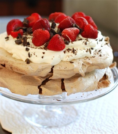 Double Chocolate Strawberry Pavlova via The Naptime Chef Double Chocolate Strawberry Pavlova via The Naptime Chef