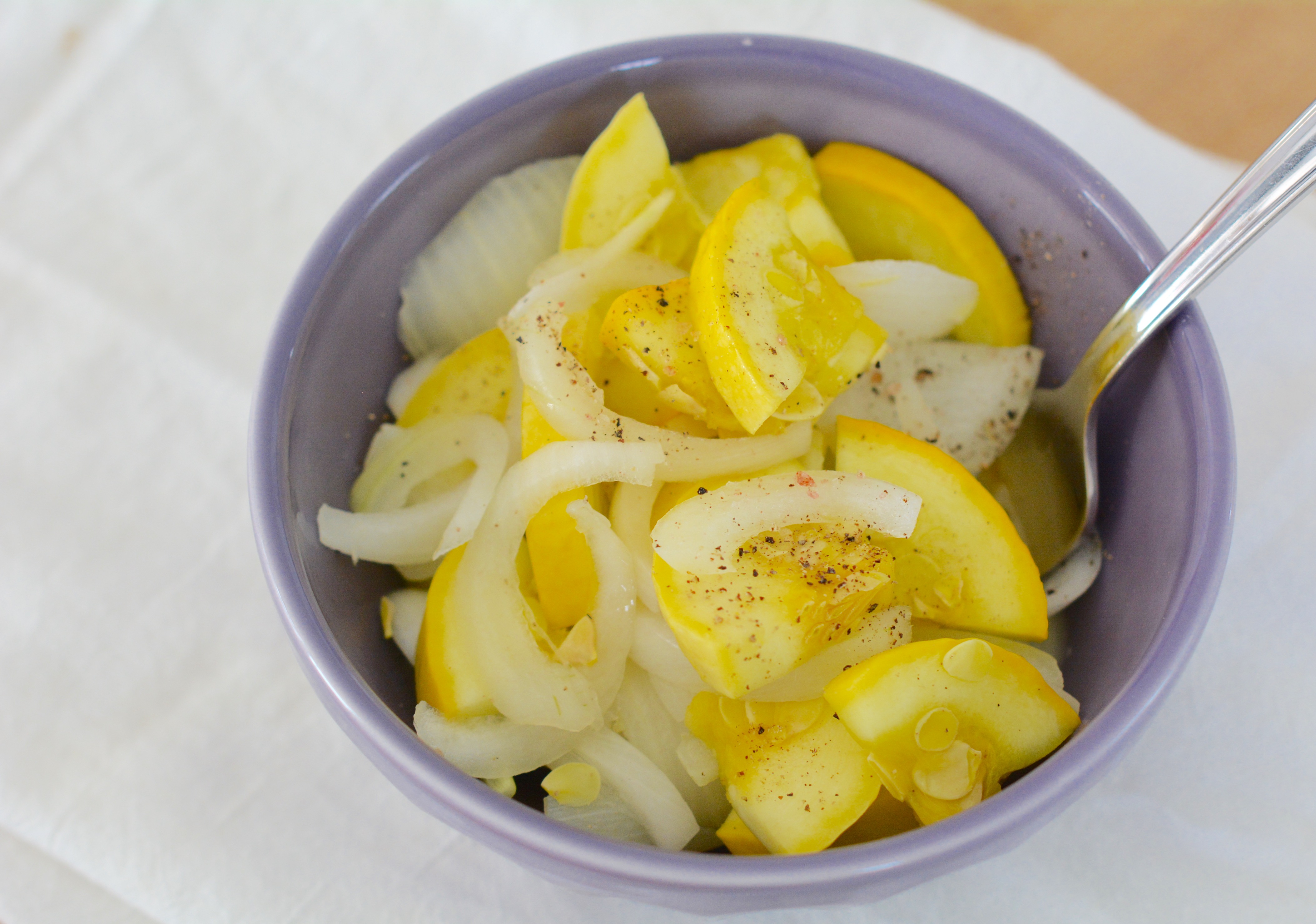 Steamed Summer Squash and Onion & Sea Salt