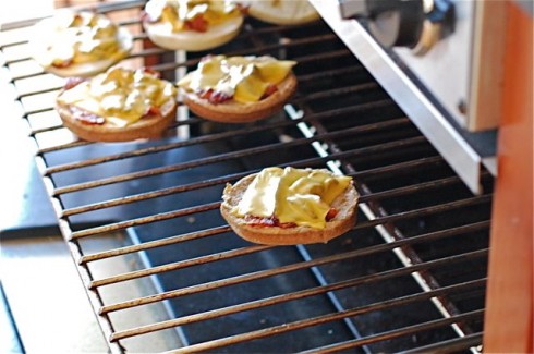 buns bacon sandwich toasting oven cheese egg double toast butter powernap